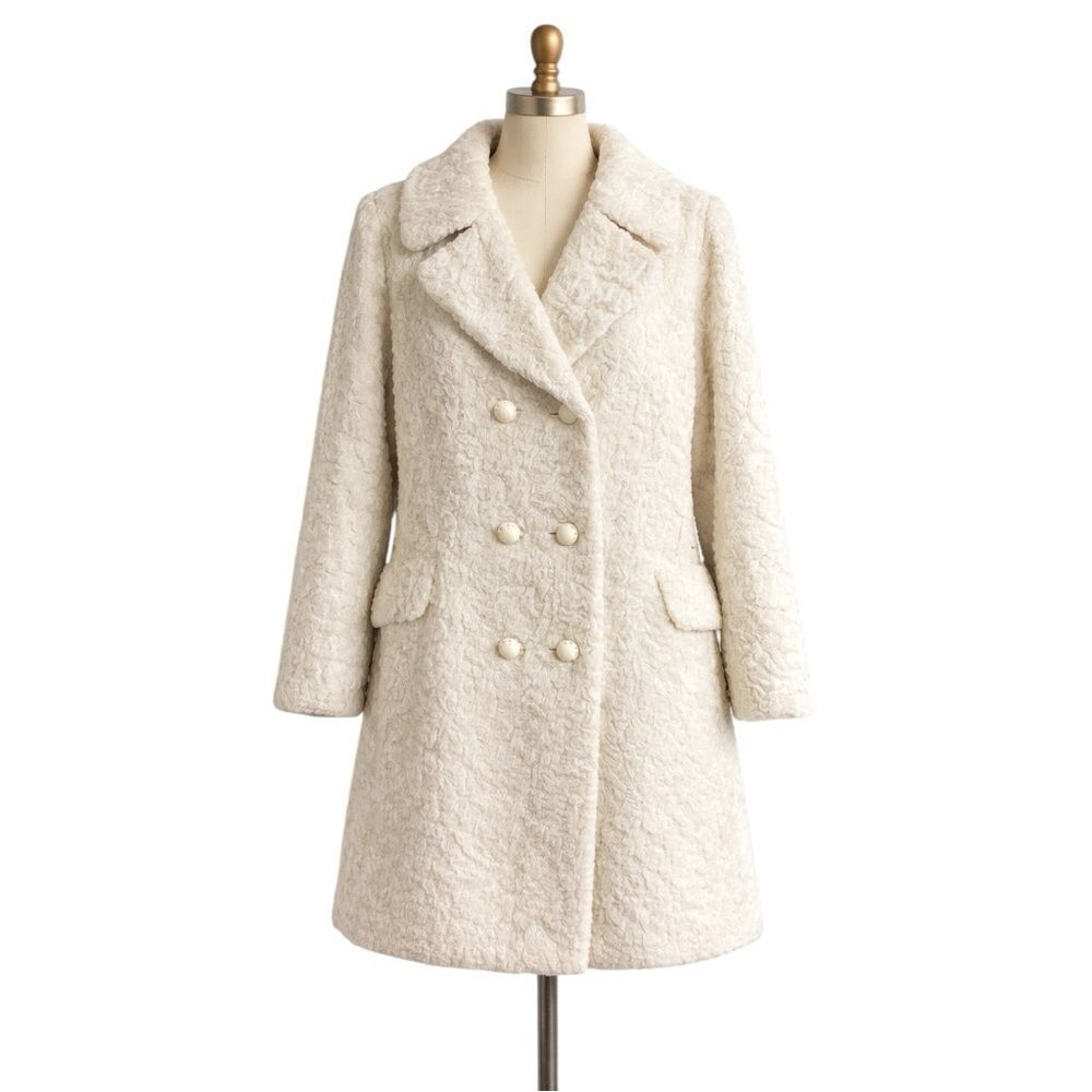 Vintage 1950s Robert Meshekoff Winter White Faux Persian Lamb Coat. M